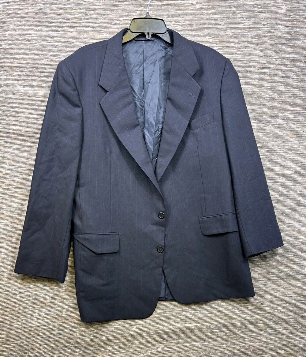 Hickey Freeman Blazer Mens 44 Blue Pinstripe Wool Suit Jacket USA 2 Button Lined
